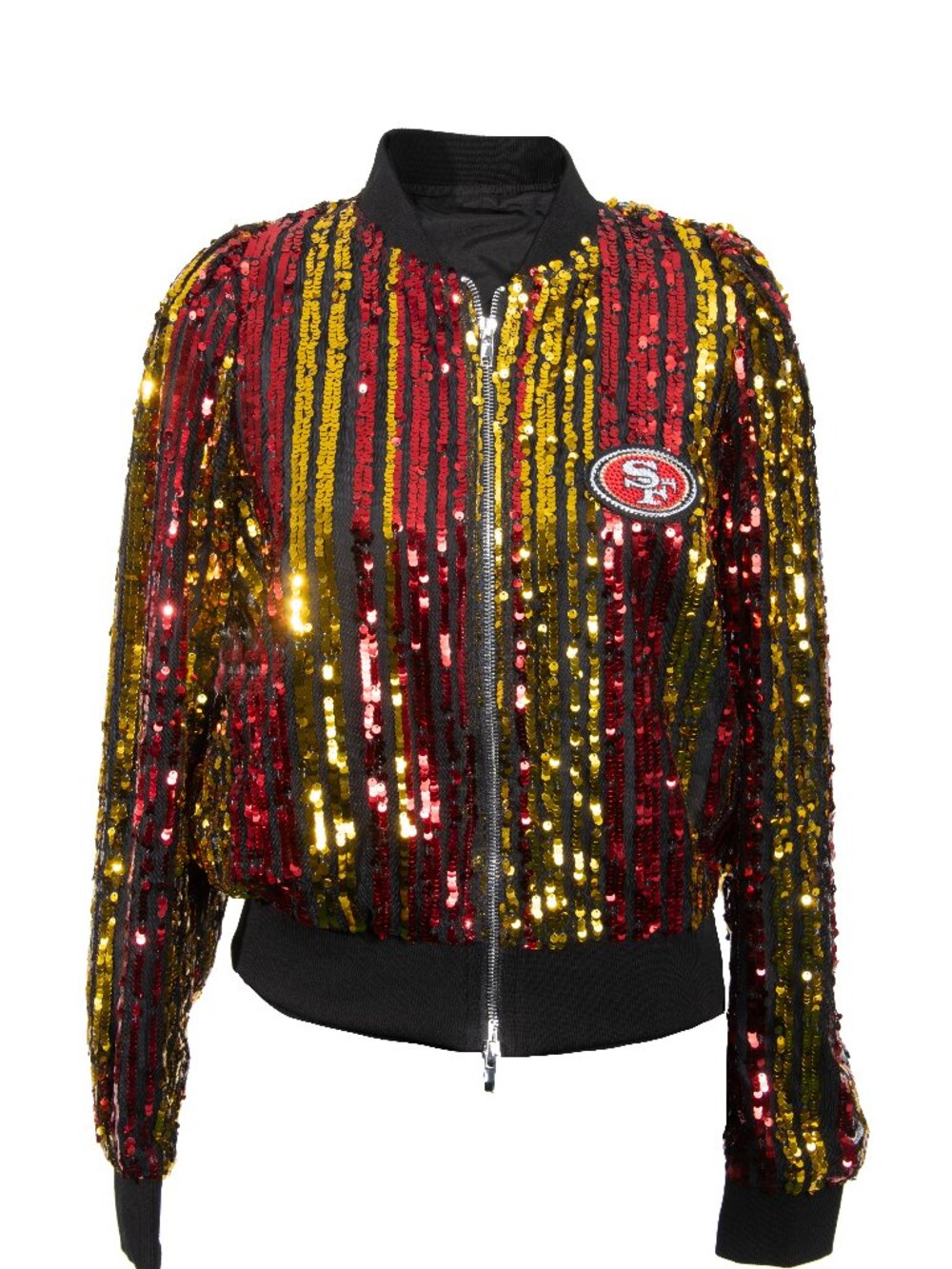 BNT San Francisco 49ers Two Tone Sequin Embellished Bomber Jacket